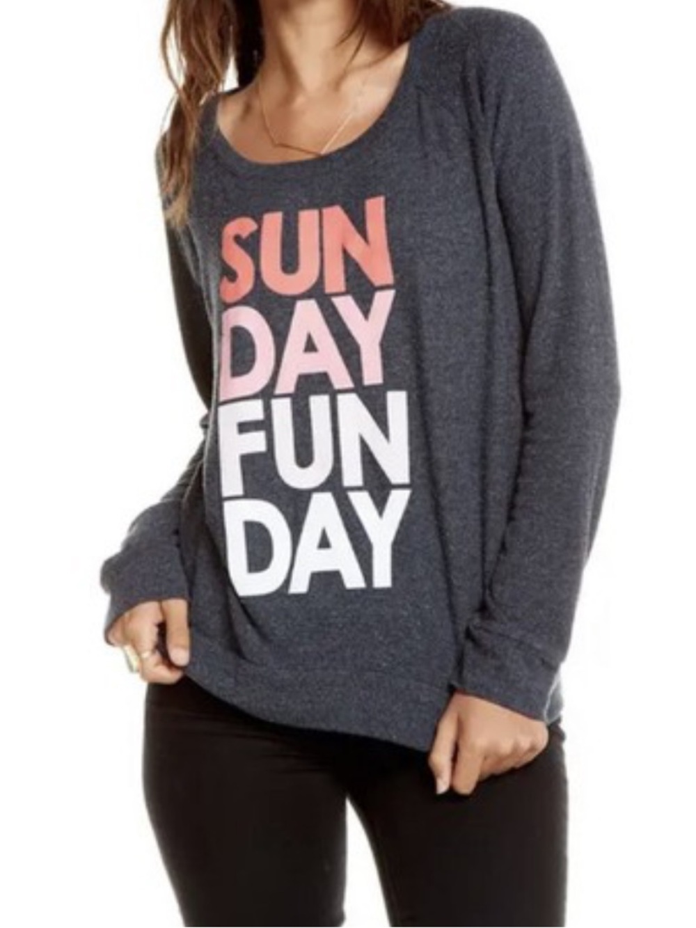Chaser Sunday Fun Day Sweater Crewneck Size Medium